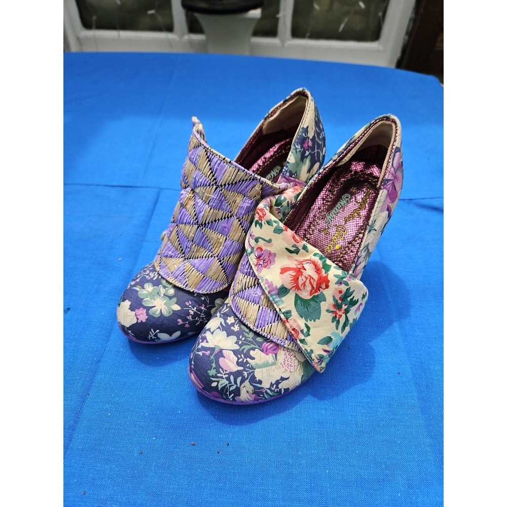 Irregular Choice Mutiny Flick Flack Heels Floral Cottagecore Blue Purple 8.5